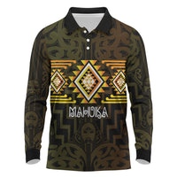 Aotearoa Atua Mahuika Personalised Long Sleeve Polo Shirt Maori Goddess Of Fire Taniko Motifs LT14 Yellow - Polynesian Pride