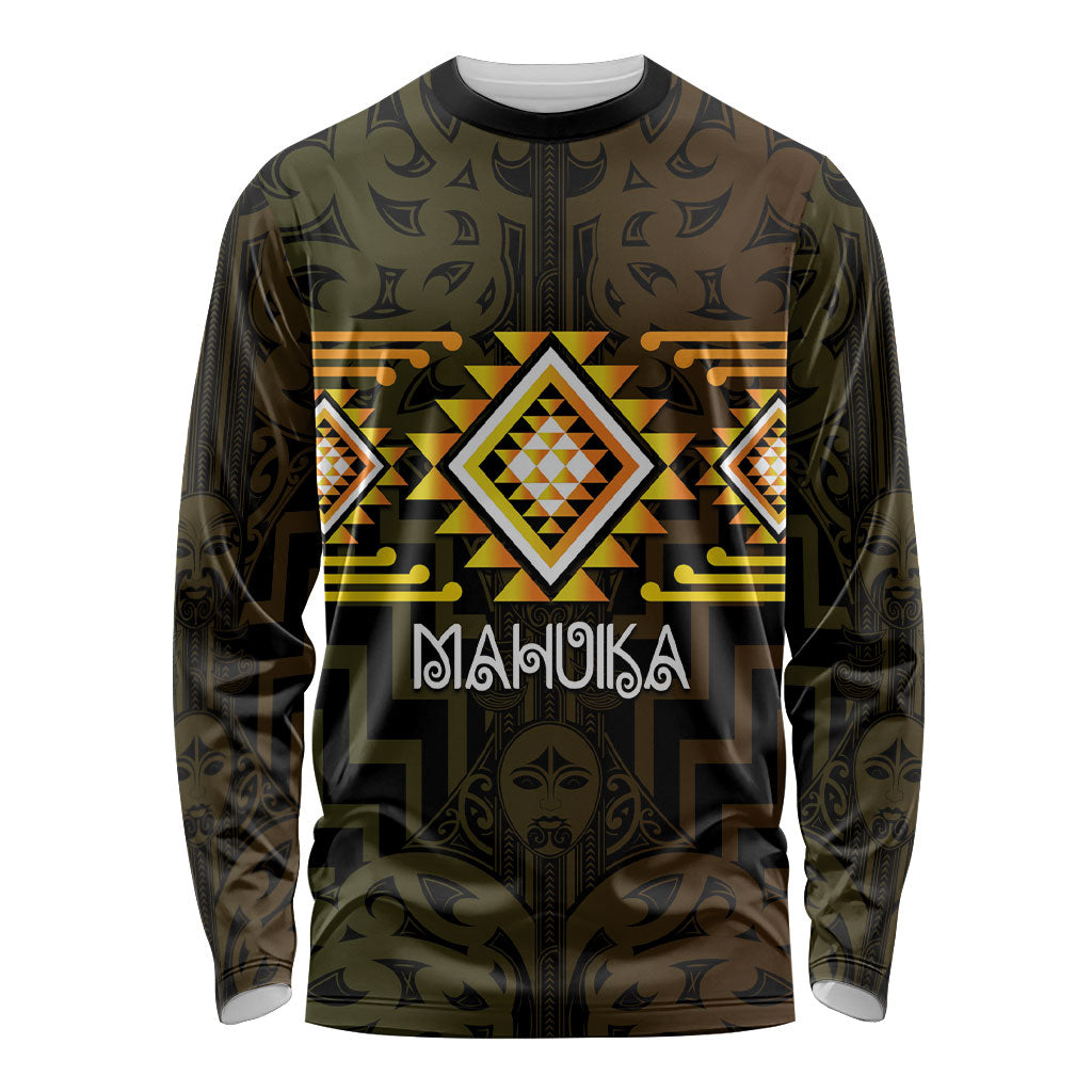 Aotearoa Atua Mahuika Personalised Long Sleeve Shirt Maori Goddess Of Fire Taniko Motifs LT14 Unisex Yellow - Polynesian Pride