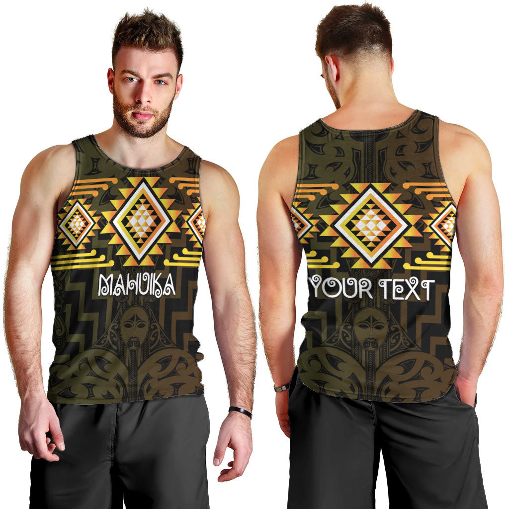 Aotearoa Atua Mahuika Personalised Men Tank Top Maori Goddess Of Fire Taniko Motifs LT14 - Polynesian Pride