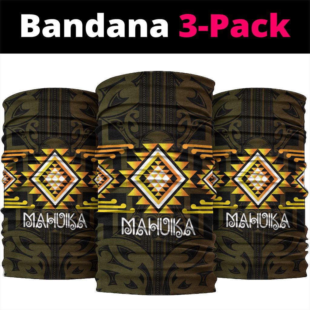 Aotearoa Atua Mahuika Neck Gaiter Maori Goddess Of Fire Taniko Motifs LT14 package One Size: 25*50cm Yellow - Polynesian Pride