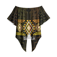 Aotearoa Atua Mahuika Personalised Off Shoulder Wrap Waist Top Maori Goddess Of Fire Taniko Motifs LT14 - Polynesian Pride