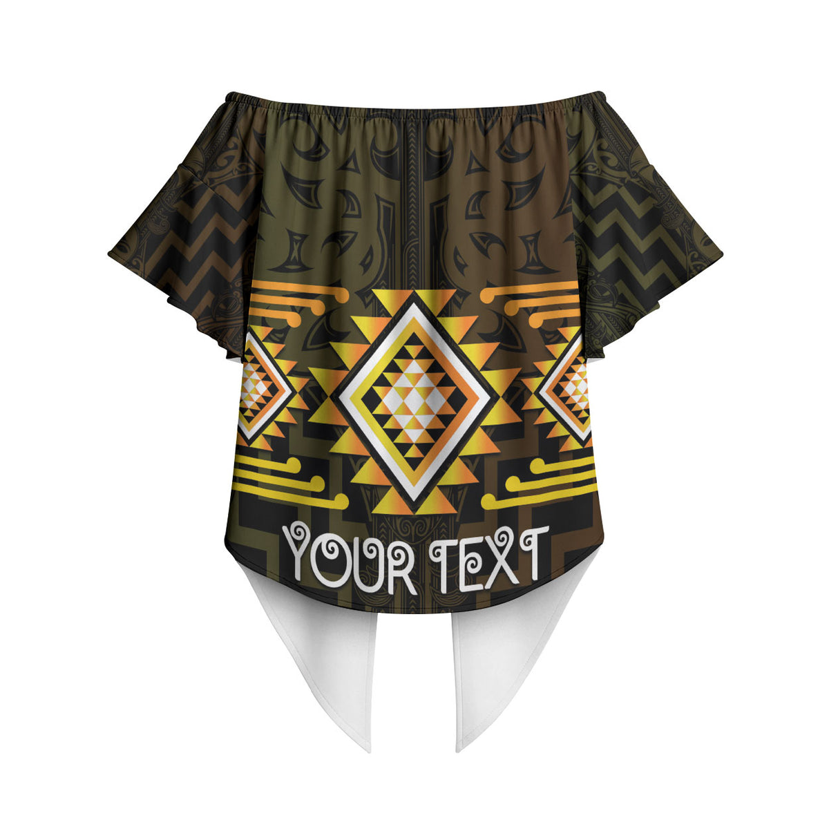 Aotearoa Atua Mahuika Personalised Off Shoulder Wrap Waist Top Maori Goddess Of Fire Taniko Motifs LT14 - Polynesian Pride