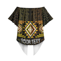 Aotearoa Atua Mahuika Personalised Off Shoulder Wrap Waist Top Maori Goddess Of Fire Taniko Motifs LT14 - Polynesian Pride