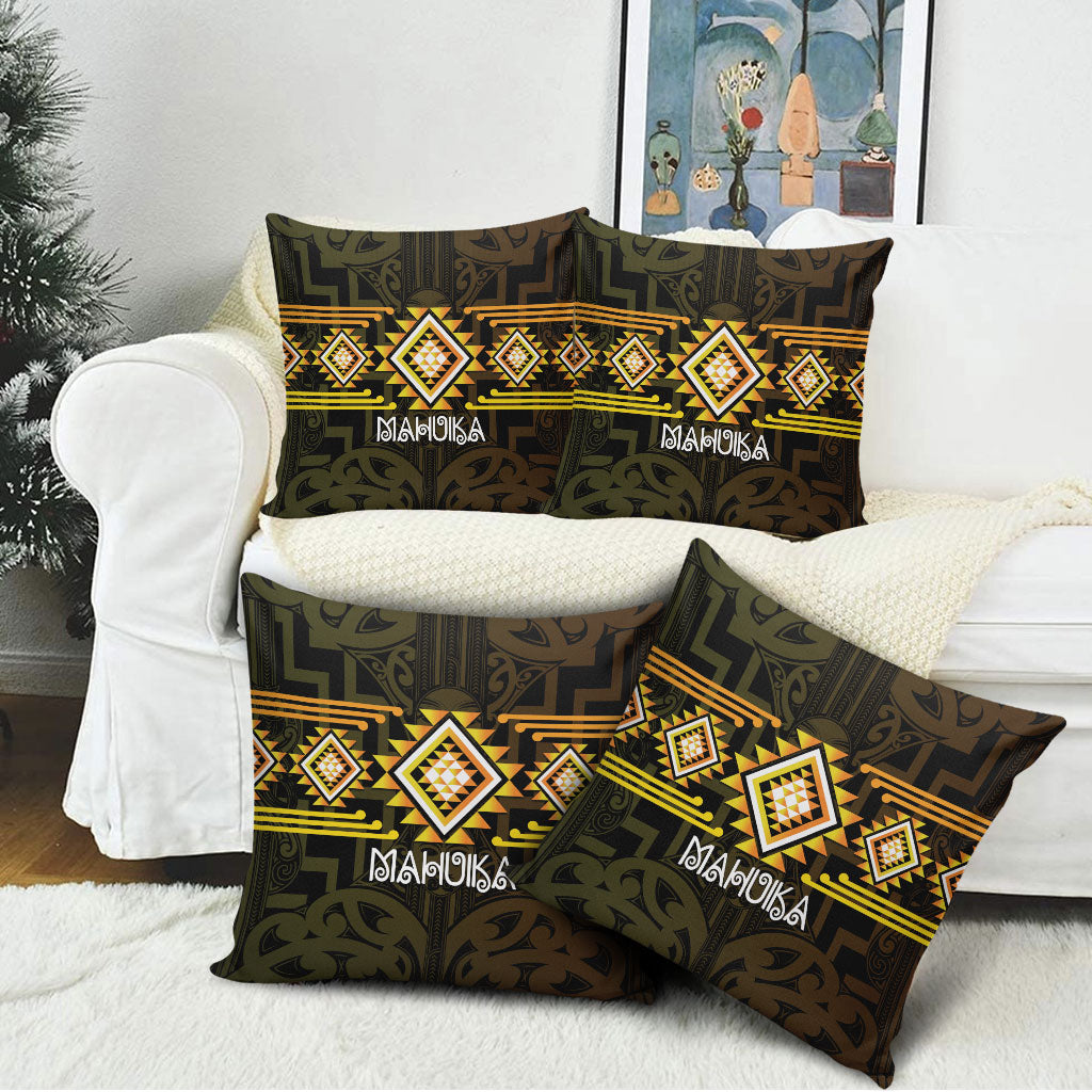 Aotearoa Atua Mahuika Pillow Cover Maori Goddess Of Fire Taniko Motifs LT14 - Polynesian Pride