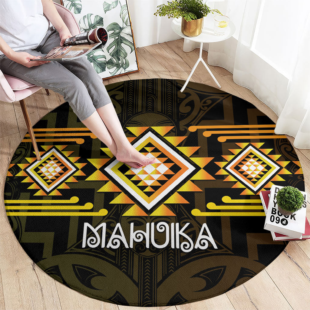 Aotearoa Atua Mahuika Round Carpet Maori Goddess Of Fire Taniko Motifs LT14 - Polynesian Pride