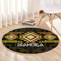 Aotearoa Atua Mahuika Round Carpet Maori Goddess Of Fire Taniko Motifs LT14 - Polynesian Pride