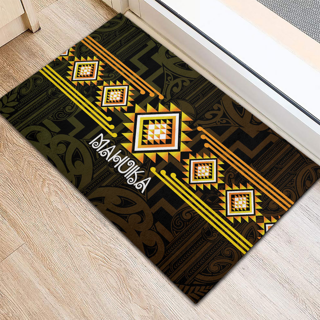 Aotearoa Atua Mahuika Rubber Doormat Maori Goddess Of Fire Taniko Motifs LT14 - Polynesian Pride