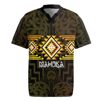 Aotearoa Atua Mahuika Personalised Rugby Jersey Maori Goddess Of Fire Taniko Motifs LT14 Yellow - Polynesian Pride