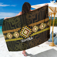 Aotearoa Atua Mahuika Sarong Maori Goddess Of Fire Taniko Motifs LT14 One Size 44 x 66 inches Yellow - Polynesian Pride