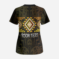 Aotearoa Atua Mahuika Personalised Scrub Top Maori Goddess Of Fire Taniko Motifs LT14 - Polynesian Pride
