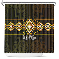 Aotearoa Atua Mahuika Shower Curtain Maori Goddess Of Fire Taniko Motifs LT14 Yellow - Polynesian Pride