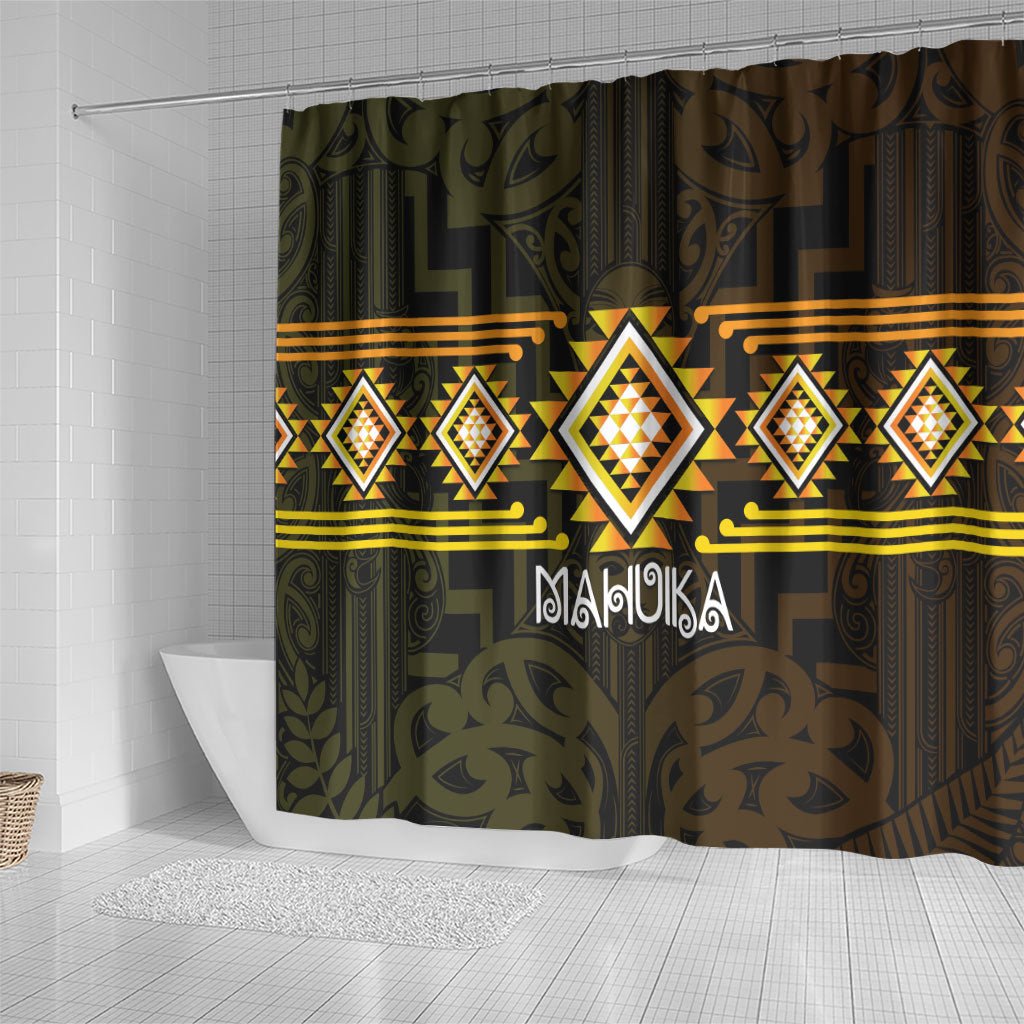 Aotearoa Atua Mahuika Shower Curtain Maori Goddess Of Fire Taniko Motifs LT14 - Polynesian Pride
