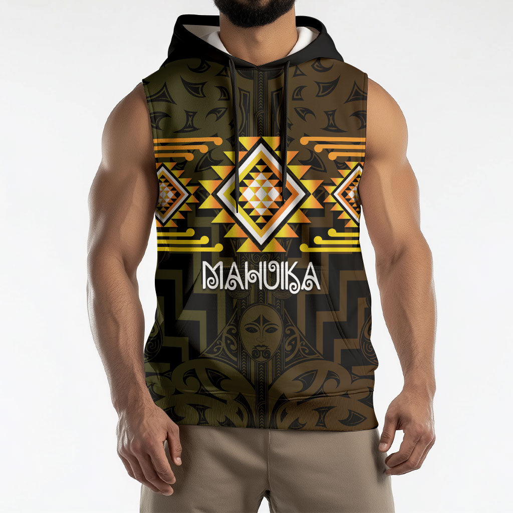 Aotearoa Atua Mahuika Personalised Sleeveless Hoodie Maori Goddess Of Fire Taniko Motifs LT14 - Polynesian Pride