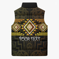 Aotearoa Atua Mahuika Personalised Sleeveless Puffer Jacket Maori Goddess Of Fire Taniko Motifs LT14 - Polynesian Pride
