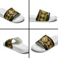 Aotearoa Atua Mahuika Slide Sandals Maori Goddess Of Fire Taniko Motifs LT14 - Polynesian Pride