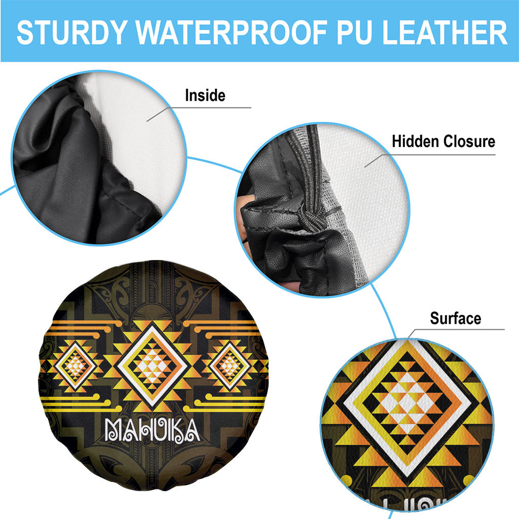 Aotearoa Atua Mahuika Spare Tire Cover Maori Goddess Of Fire Taniko Motifs LT14 - Polynesian Pride