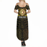 Aotearoa Atua Mahuika Personalised Summer Maxi Dress Maori Goddess Of Fire Taniko Motifs LT14 - Polynesian Pride