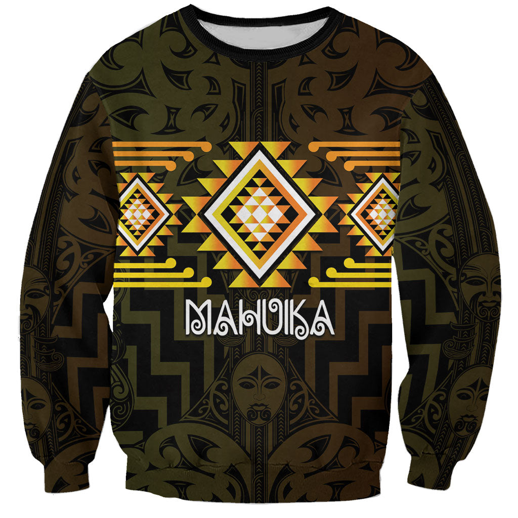 Aotearoa Atua Mahuika Personalised Sweatshirt Maori Goddess Of Fire Taniko Motifs LT14 Unisex Yellow - Polynesian Pride