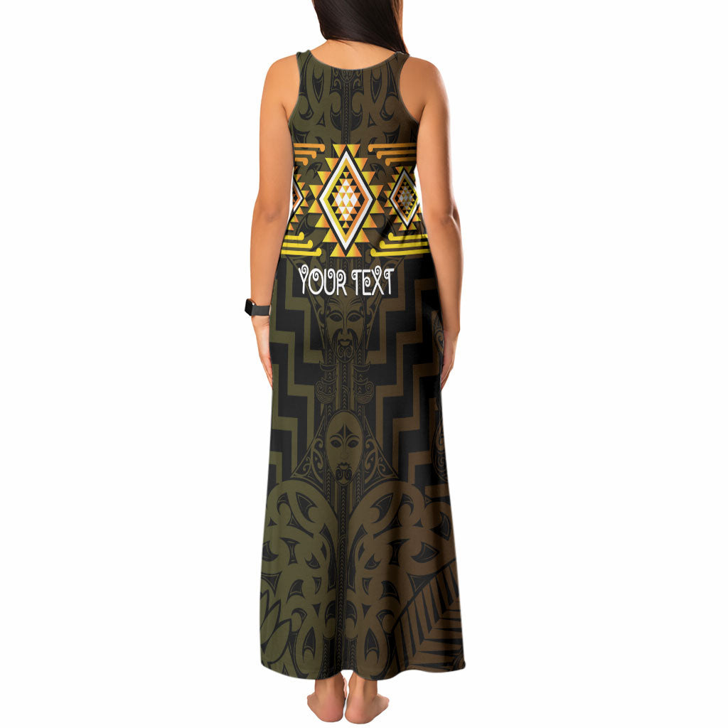 Aotearoa Atua Mahuika Personalised Tank Maxi Dress Maori Goddess Of Fire Taniko Motifs LT14 - Polynesian Pride