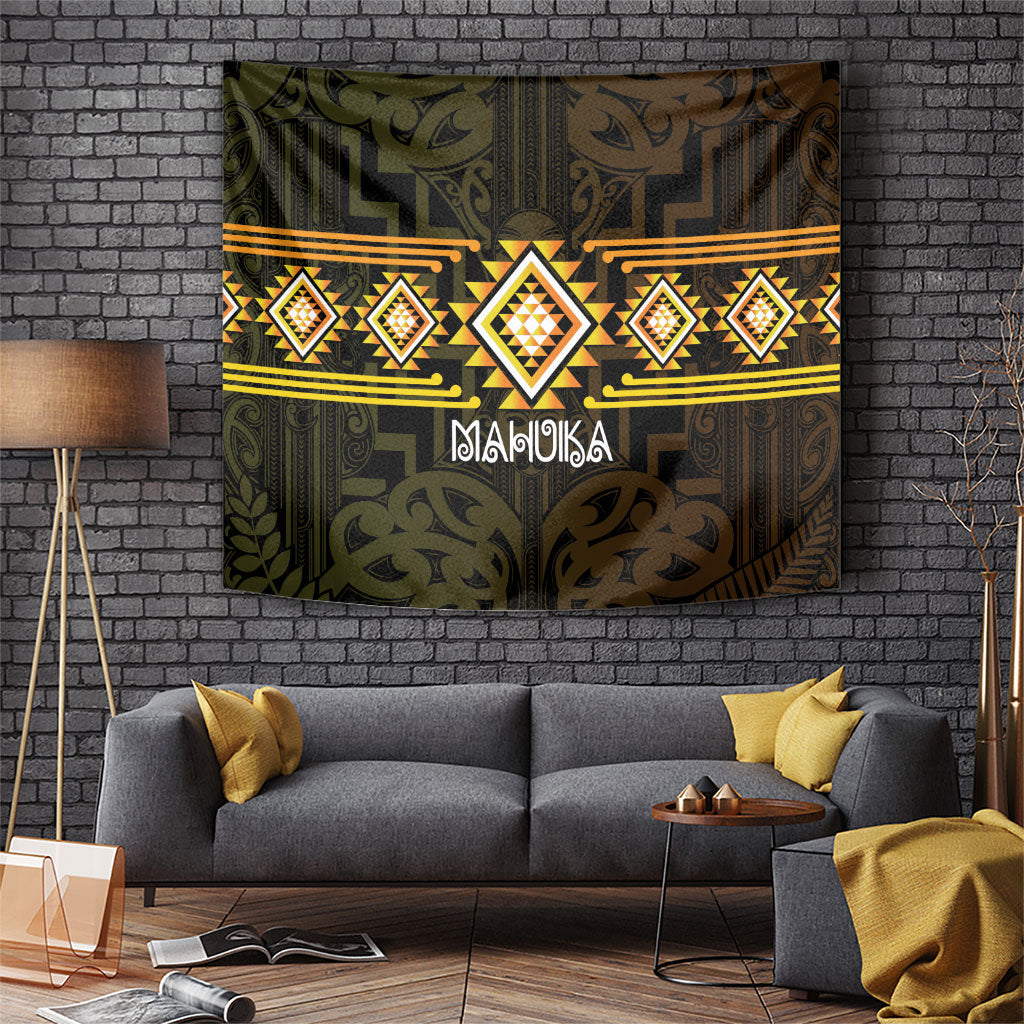 Aotearoa Atua Mahuika Tapestry Maori Goddess Of Fire Taniko Motifs LT14 Yellow - Polynesian Pride