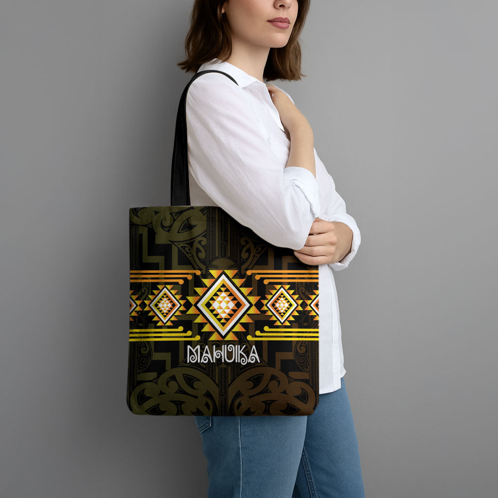 Aotearoa Atua Mahuika Tote Bag Maori Goddess Of Fire Taniko Motifs LT14 - Polynesian Pride