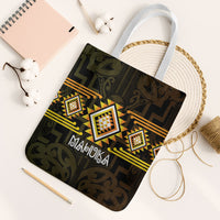Aotearoa Atua Mahuika Tote Bag Maori Goddess Of Fire Taniko Motifs LT14 White Strap One Size Yellow - Polynesian Pride