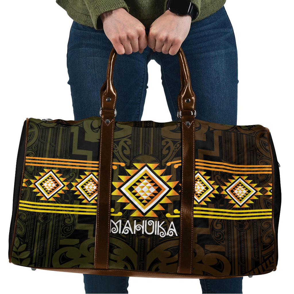 Aotearoa Atua Mahuika Travel Bag Maori Goddess Of Fire Taniko Motifs LT14 Yellow - Polynesian Pride