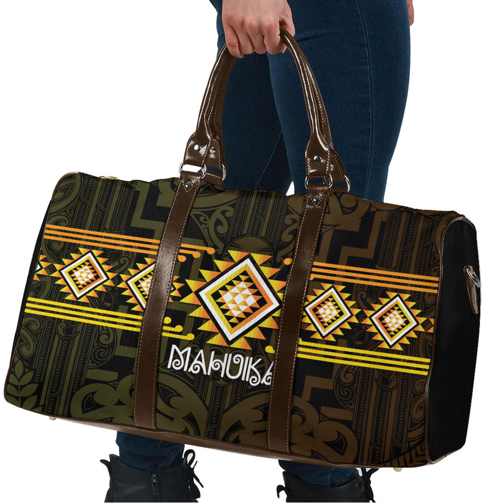 Aotearoa Atua Mahuika Travel Bag Maori Goddess Of Fire Taniko Motifs LT14 - Polynesian Pride