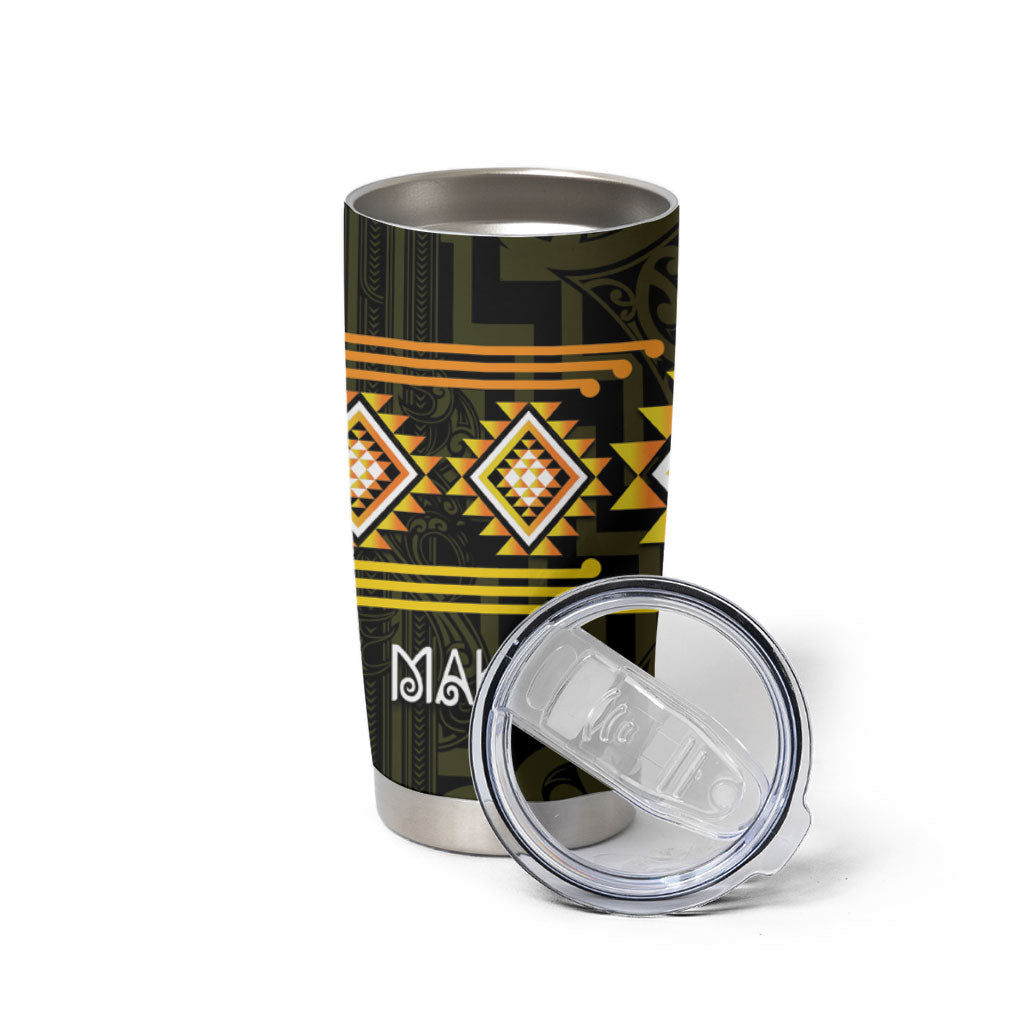 Aotearoa Atua Mahuika Personalised Tumbler Cup Maori Goddess Of Fire Taniko Motifs LT14 - Polynesian Pride