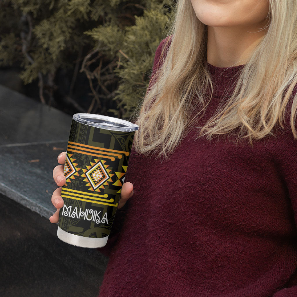 Aotearoa Atua Mahuika Personalised Tumbler Cup Maori Goddess Of Fire Taniko Motifs LT14 - Polynesian Pride