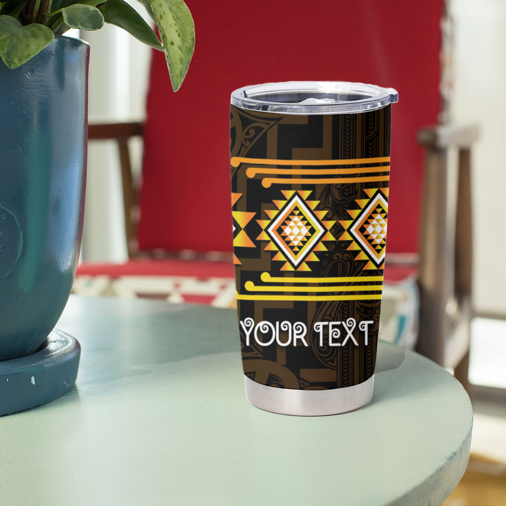 Aotearoa Atua Mahuika Personalised Tumbler Cup Maori Goddess Of Fire Taniko Motifs LT14 - Polynesian Pride