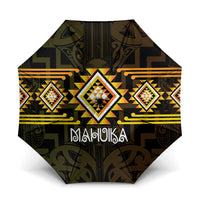 Aotearoa Atua Mahuika Umbrella Maori Goddess Of Fire Taniko Motifs LT14 One Size Folded 11.42 inch Opened Diameter 37.4 inch Yellow - Polynesian Pride