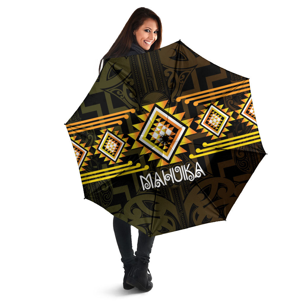 Aotearoa Atua Mahuika Umbrella Maori Goddess Of Fire Taniko Motifs LT14 - Polynesian Pride