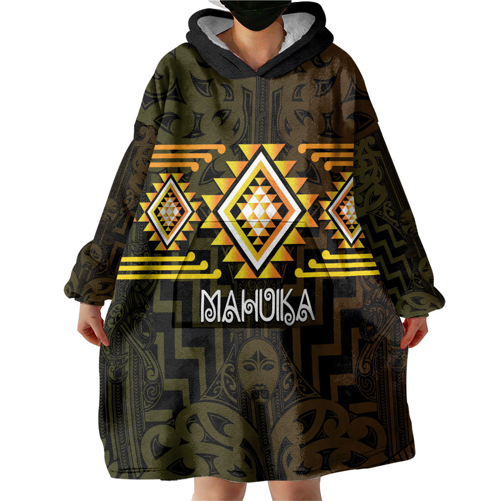 Aotearoa Atua Mahuika Personalised Wearable Blanket Hoodie Maori Goddess Of Fire Taniko Motifs LT14 - Polynesian Pride