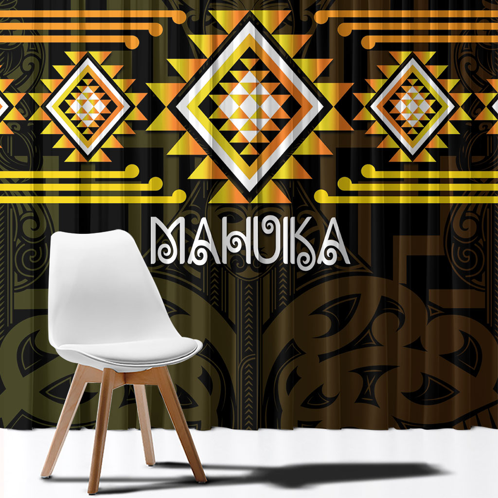 Aotearoa Atua Mahuika Window Curtain Maori Goddess Of Fire Taniko Motifs LT14 - Polynesian Pride