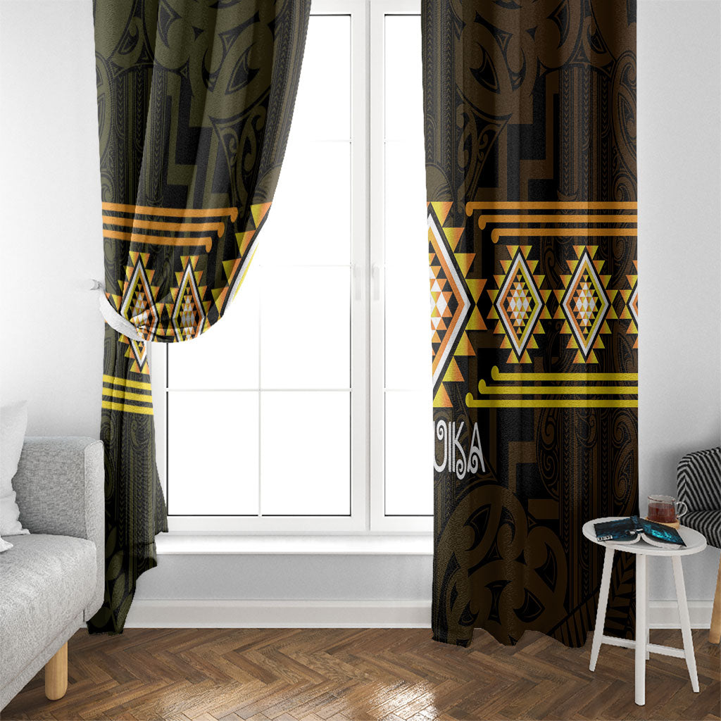 Aotearoa Atua Mahuika Window Curtain Maori Goddess Of Fire Taniko Motifs LT14 - Polynesian Pride