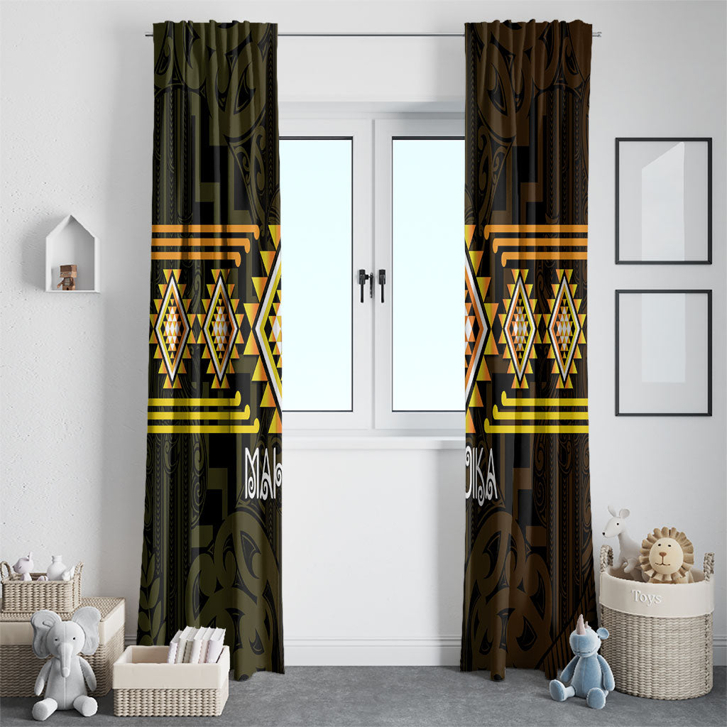 Aotearoa Atua Mahuika Window Curtain Maori Goddess Of Fire Taniko Motifs LT14 - Polynesian Pride
