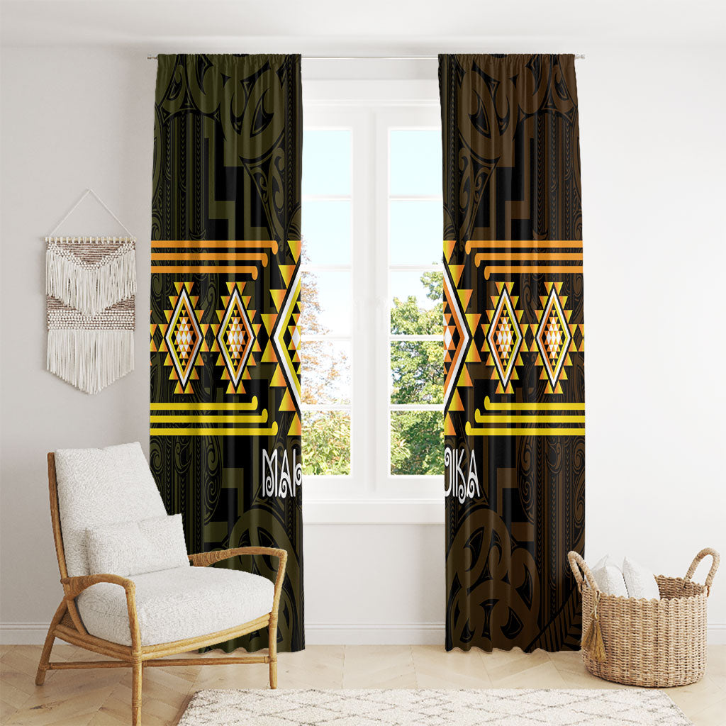 Aotearoa Atua Mahuika Window Curtain Maori Goddess Of Fire Taniko Motifs LT14 - Polynesian Pride