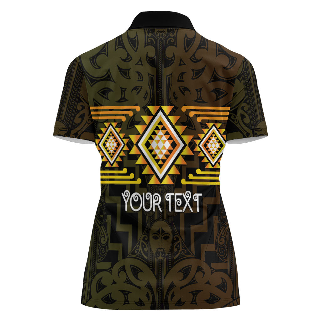 Aotearoa Atua Mahuika Personalised Women Polo Shirt Maori Goddess Of Fire Taniko Motifs LT14 - Polynesian Pride