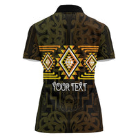 Aotearoa Atua Mahuika Personalised Women Polo Shirt Maori Goddess Of Fire Taniko Motifs LT14 - Polynesian Pride