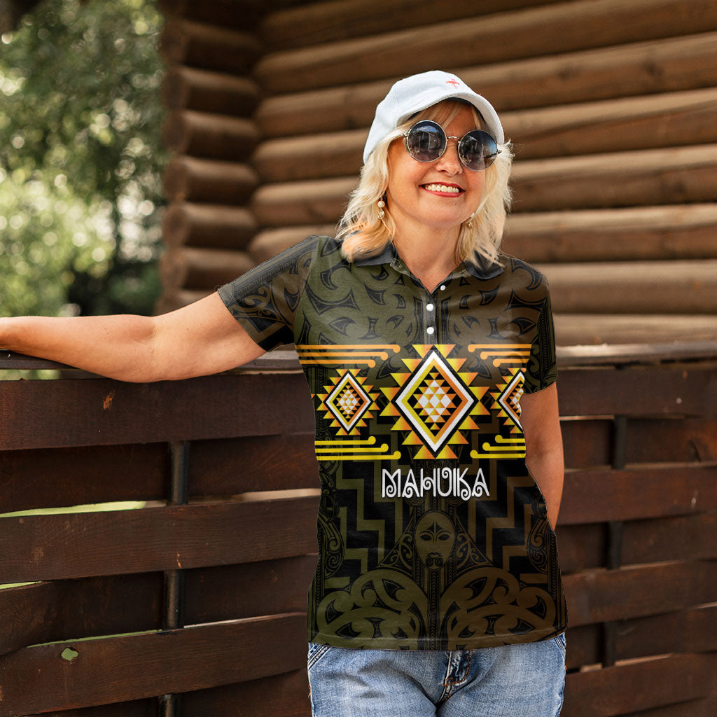 Aotearoa Atua Mahuika Personalised Women Polo Shirt Maori Goddess Of Fire Taniko Motifs LT14 - Polynesian Pride