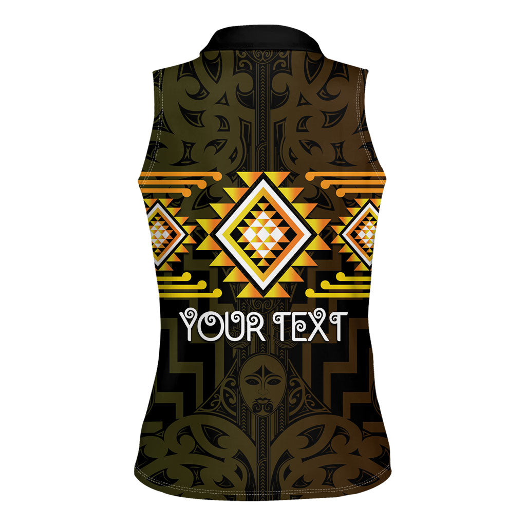 Aotearoa Atua Mahuika Personalised Women Sleeveless Polo Shirt Maori Goddess Of Fire Taniko Motifs LT14 - Polynesian Pride