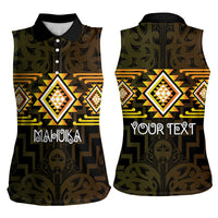 Aotearoa Atua Mahuika Personalised Women Sleeveless Polo Shirt Maori Goddess Of Fire Taniko Motifs LT14 - Polynesian Pride