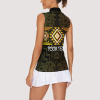Aotearoa Atua Mahuika Personalised Women Sleeveless Polo Shirt Maori Goddess Of Fire Taniko Motifs LT14 - Polynesian Pride