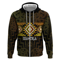 Aotearoa Atua Mahuika Personalised Zip Hoodie Maori Goddess Of Fire Taniko Motifs LT14 Zip Hoodie Yellow - Polynesian Pride