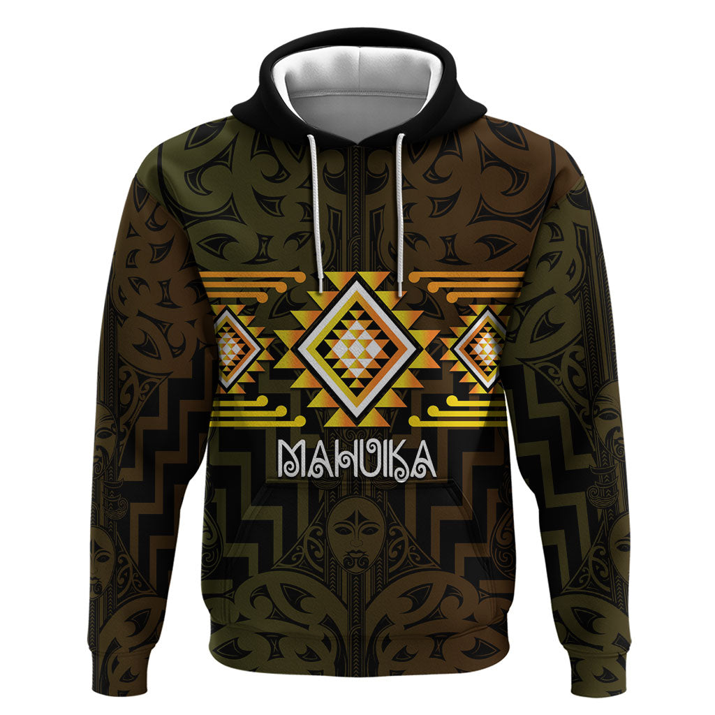 Aotearoa Atua Mahuika Personalised Zip Hoodie Maori Goddess Of Fire Taniko Motifs LT14 Pullover Hoodie Yellow - Polynesian Pride