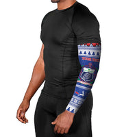 Personalised Toa Samoa Rugby Christmas Arm Sleeves Ula Fala Samoan Pattern Blue - Polynesian Pride