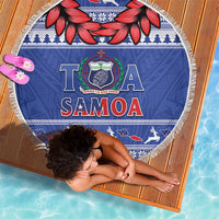 Toa Samoa Rugby Christmas Beach Blanket Ula Fala Samoan Pattern Blue - Polynesian Pride
