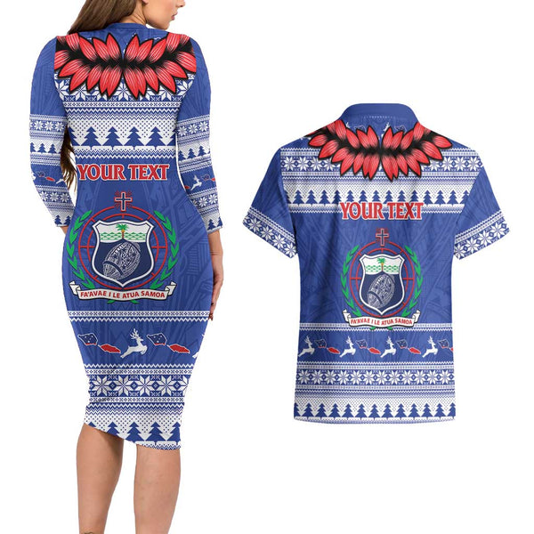 Custom Samoa Rugby Couples Matching Short Sleeve Bodycon Dress and Hawaiian Shirt Proud Samoa World Cup 2023 LT9
