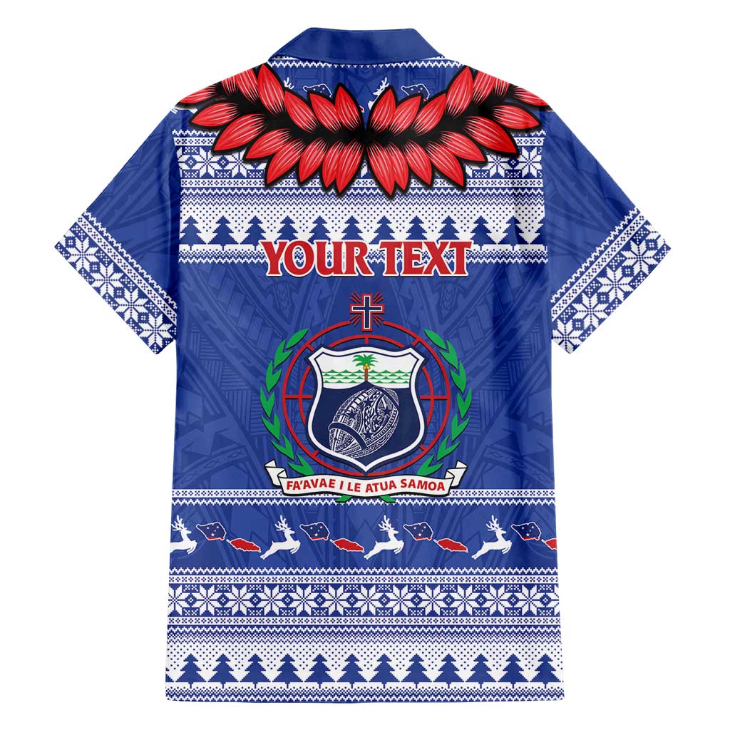 Personalised Toa Samoa Rugby Christmas Family Matching Mermaid Dress and Hawaiian Shirt Ula Fala Samoan Pattern Blue LT14 - Polynesian Pride